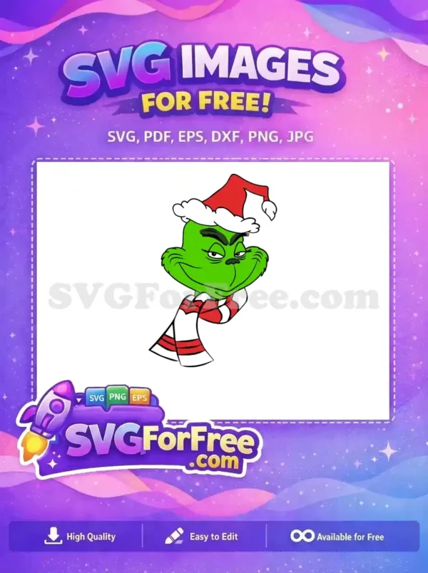 Free Smirking Grinch Free Striped Scarf The Grinch Free SVG