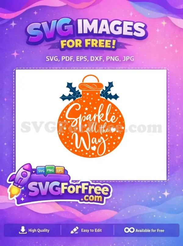 Free Orange Bauble Free Sparkle Text Christmas Free SVG