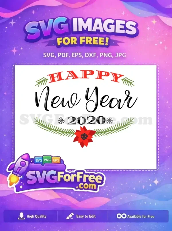 Free Red Happy Free New Year 2020 Free SVG