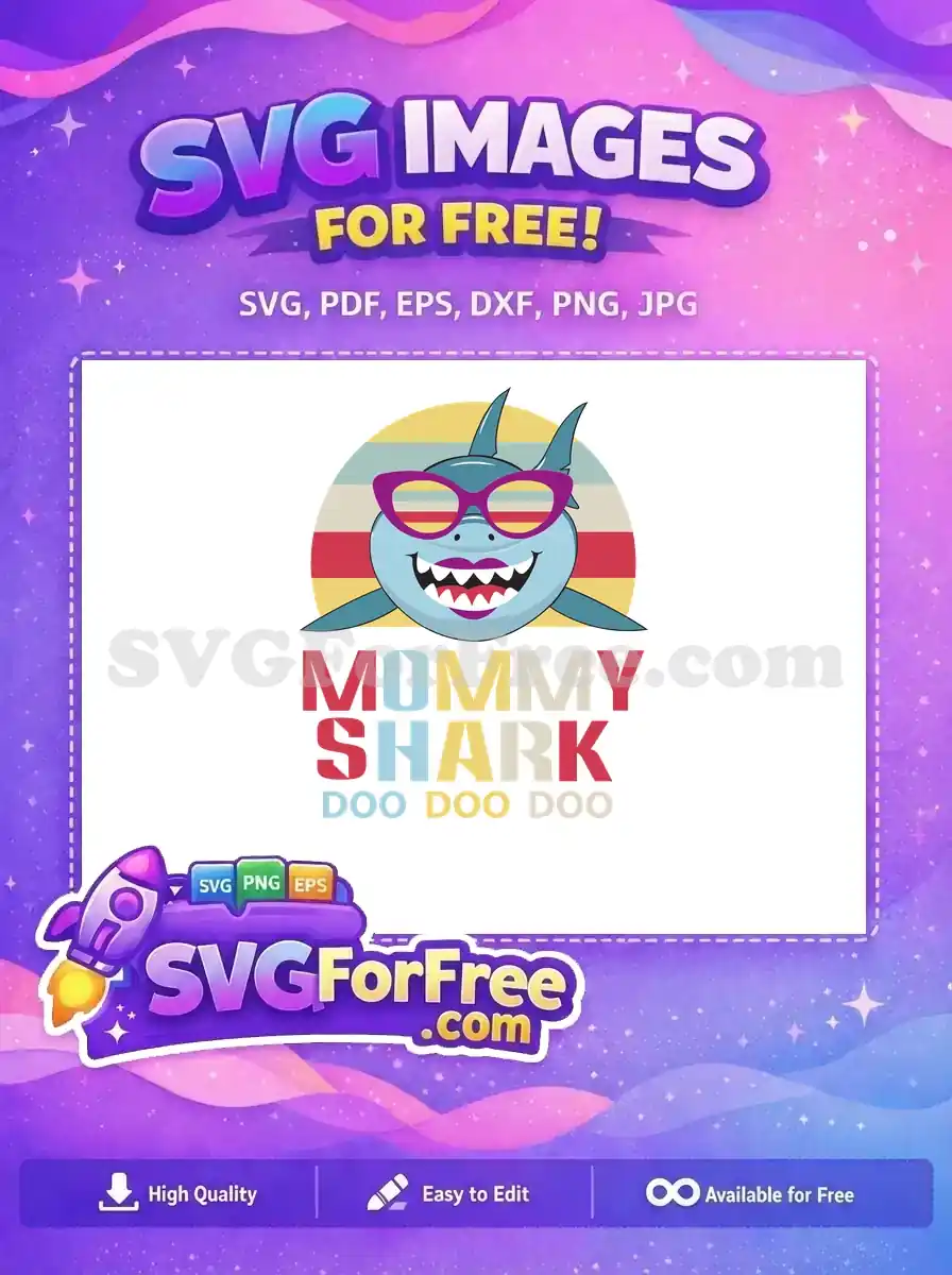 Free Purple Glasses Free Smiling Face Mommy Shark Free SVG