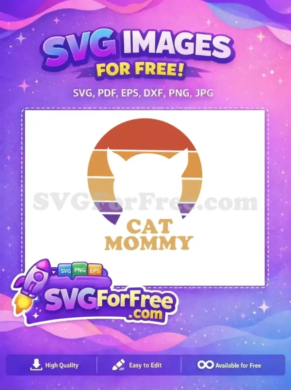 Free Cat Mommy Silhouette Free Sunset Colors Holidays Free SVG