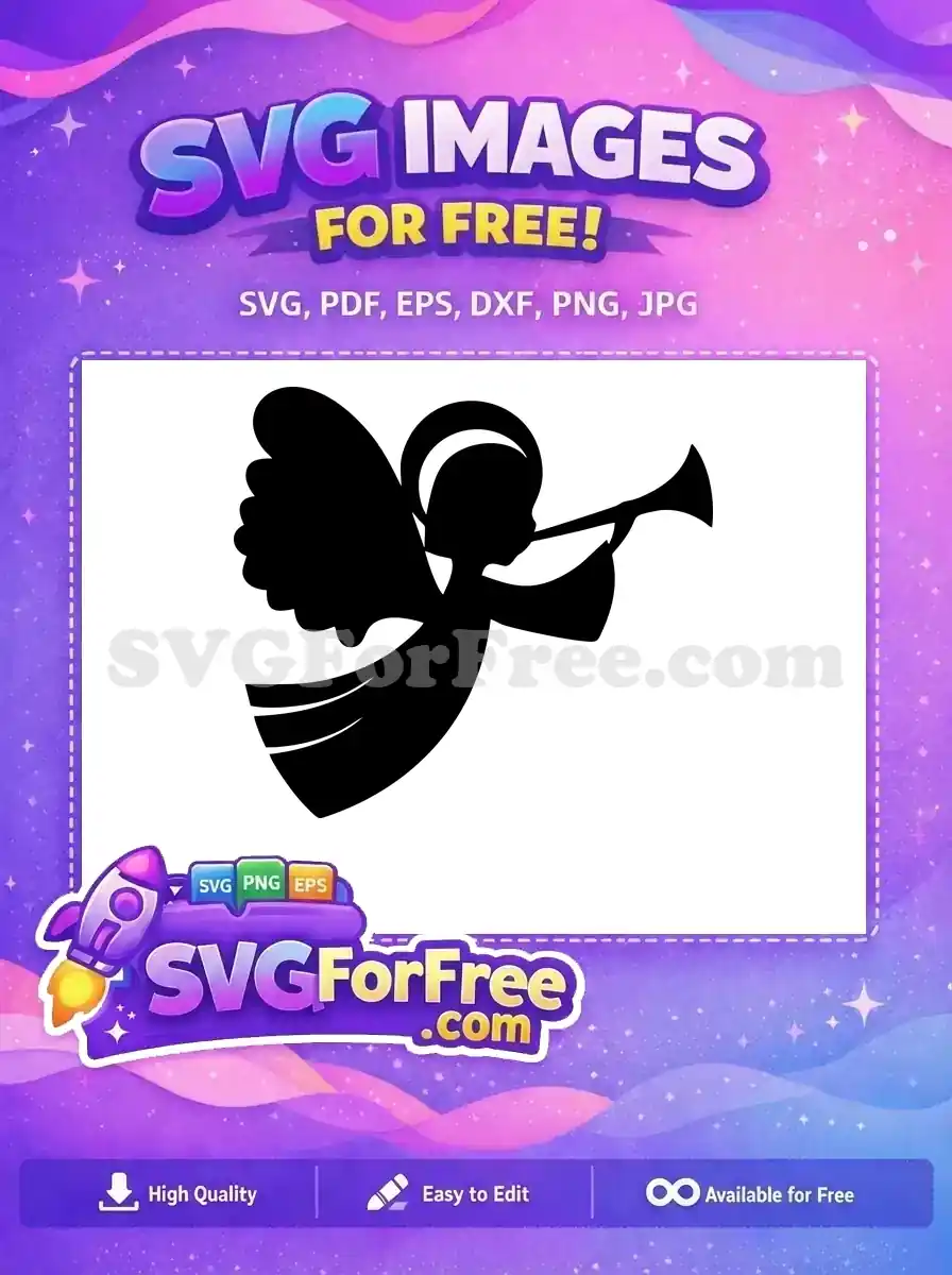 Free Trumpeting Angel Silhouette Free Christmas Holiday Scene Free SVG