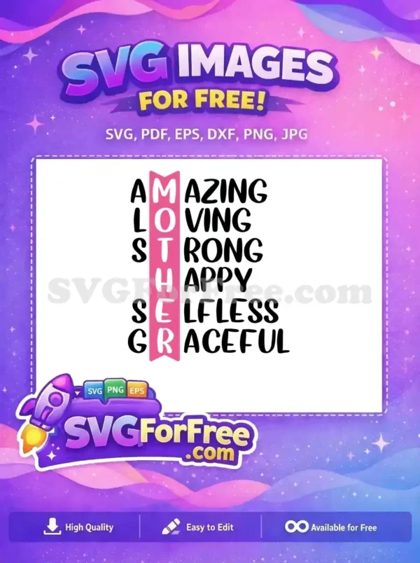 Free Amazing Loving Mother Free Strong Happy Lettering Free SVG