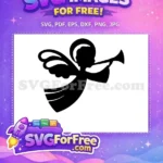 Free Angel with Halo Free Trumpet Christmas Free SVG - Instant Download