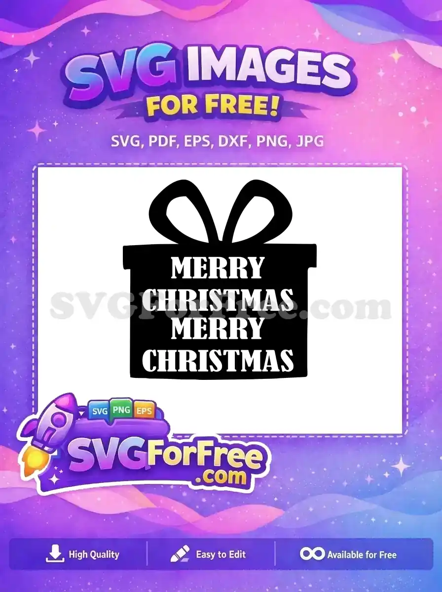 Free Christmas Gift Free Black Bow Merry Christmas Free SVG
