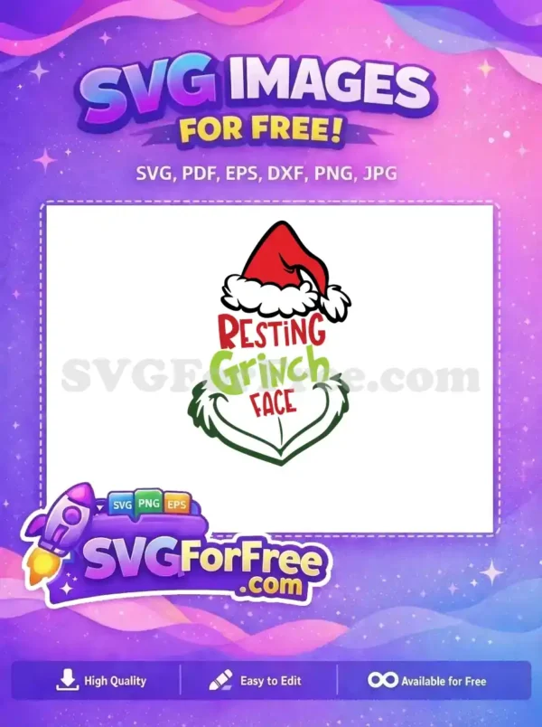 Free Resting Grinch Red Hat Free Resting Grinch Face Free SVG