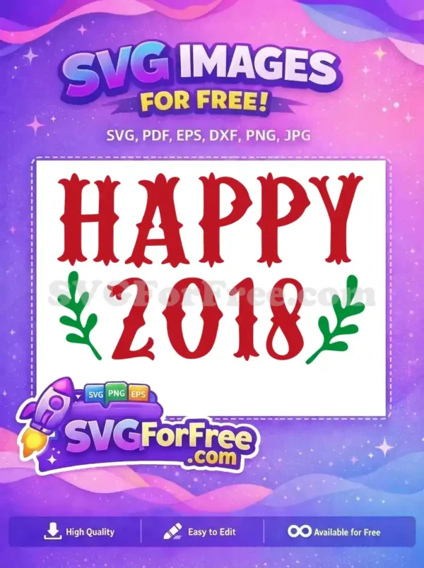 Free Red Happy 2018 Free Christmas Design Free SVG