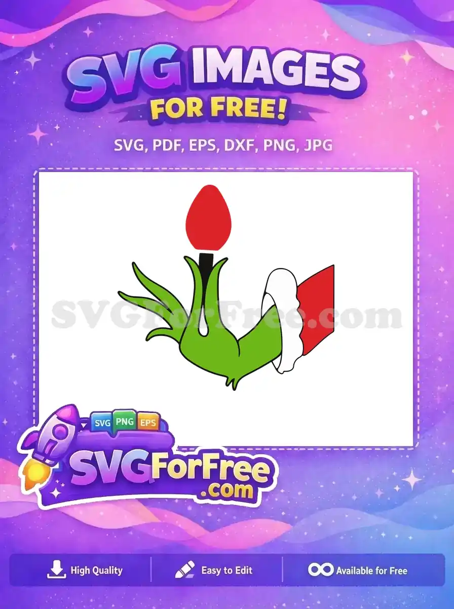 Free Green Grinch Hand Free Red Bulb The Grinch Free SVG