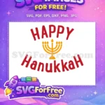 Free Red Happy Hanukkah Free Golden Menorah Holiday Free SVG - Instant Download