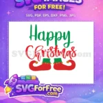Free Green Happy Free Red Christmas Elf Shoes Free SVG - Instant Download