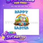 Free Rainbow Easter Bunny Free Polka Dot Eggs Easter Free SVG - Instant Download