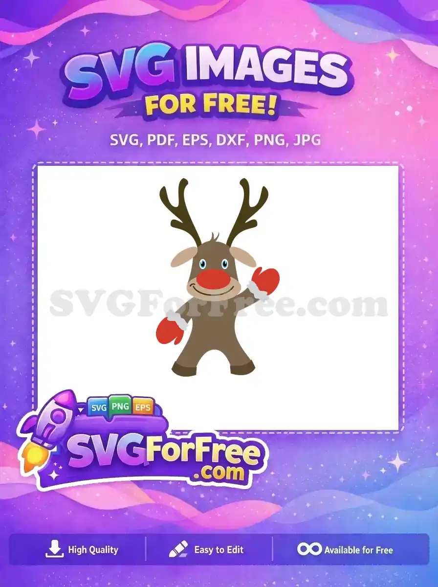 Free Cheerful Reindeer Mittens Free Christmas Holiday Vector Free SVG