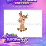 Free Smiling Reindeer Free Christmas Lights Rudolph Free SVG 1 - Instant Download