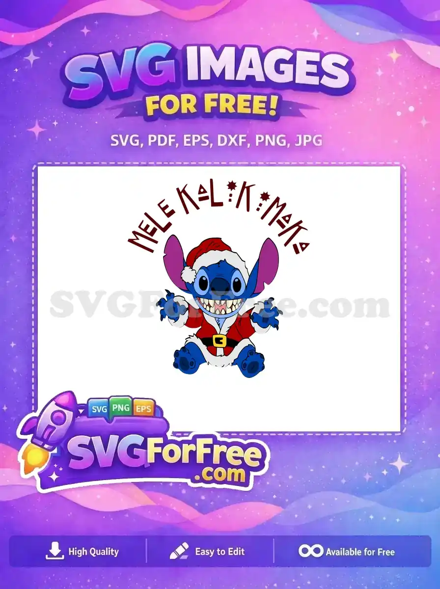 Free Santa Hat Free Stitch Mele Kalikimaka Christmas Free SVG