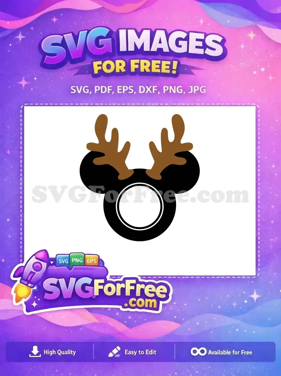 Free Black Mickey Reindeer Free Christmas Headband Free SVG