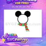 Free Cute Ears Free Red Green Scarf Christmas Free SVG - Instant Download