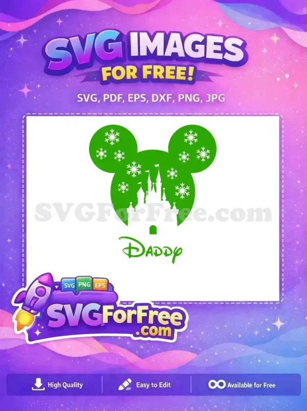 Free Green Snowflake Mouse Castle Daddy Free Christmas Free SVG