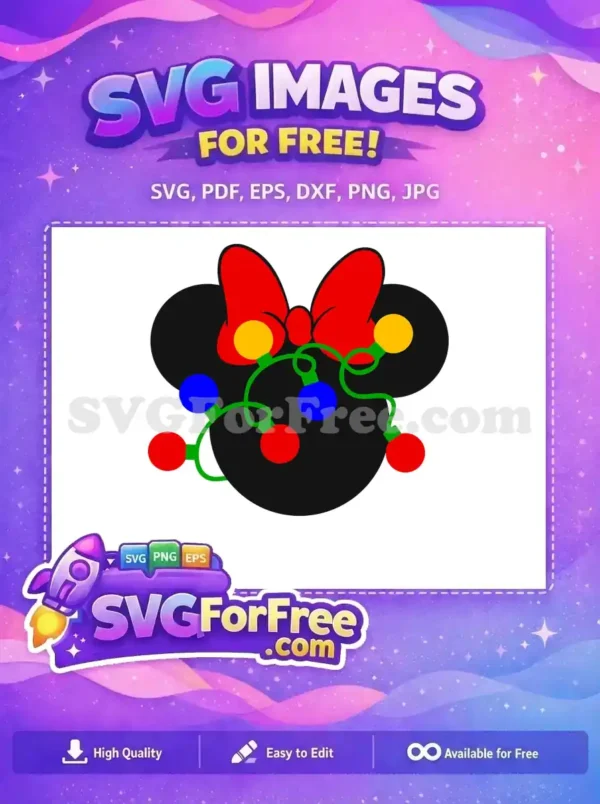 Free Minnie Red Bow Free Christmas Lights Holidays Free SVG