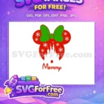 Free Red Minnie Mouse Free Green Bow Christmas Free SVG - Instant Download