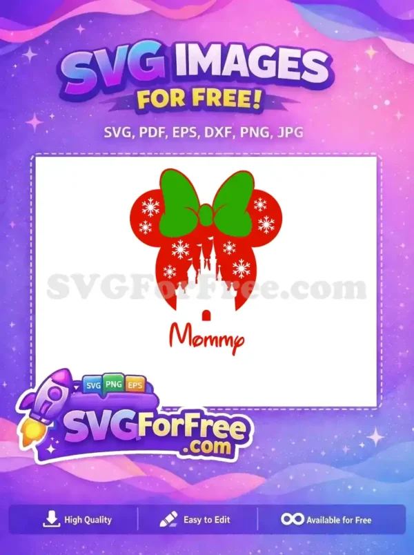 Free Red Minnie Mouse Free Green Bow Christmas Free SVG