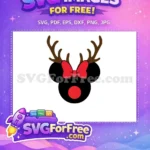 Free Red Bow Reindeer Free Black Mouse Christmas Free SVG - Instant Download
