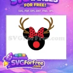 Free Polka Dot Bow Free Antlers Reindeer Christmas Free SVG - Instant Download