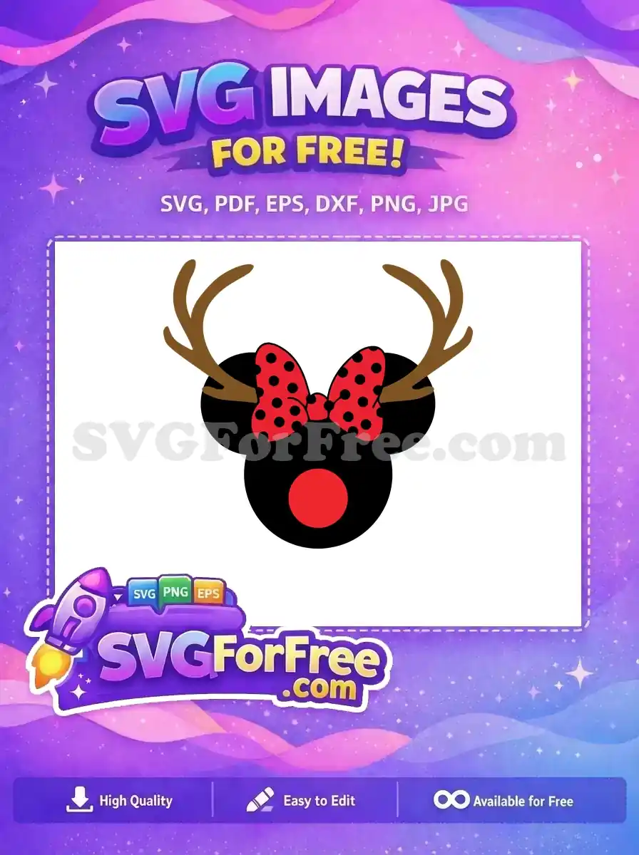 Free Polka Dot Bow Free Antlers Reindeer Christmas Free SVG