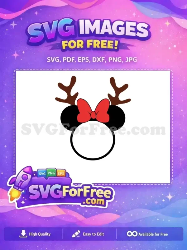 Free Red Bow Reindeer Free Ears Christmas Free SVG
