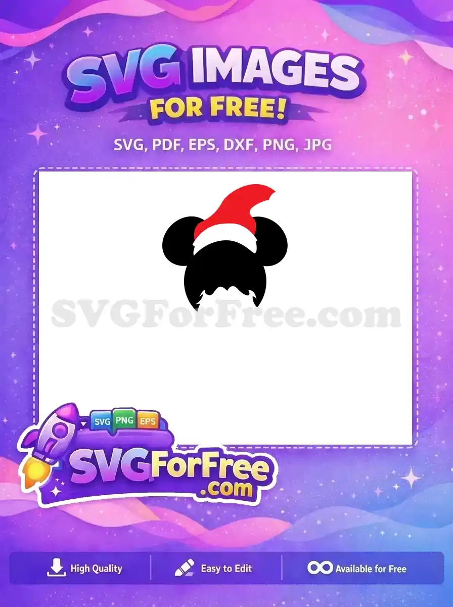 Free Black Silhouette Free Red Santa Hat Mickey Christmas Free SVG