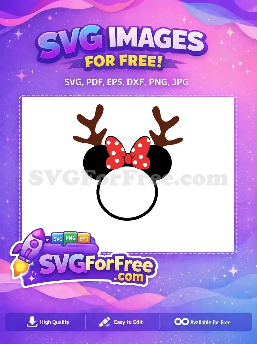 Free Red Polka Dot Bow Free Reindeer Antlers Minnie Free SVG