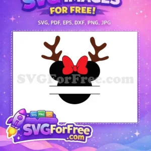 Free Black Minnie Reindeer Free Red Bow Christmas Free SVG