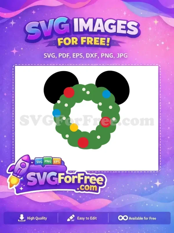 Free Mickey Mouse Ears Free Christmas Wreath Holidays Free SVG