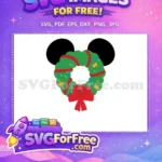 Free Mickey Wreath Free Red Bow Christmas Holidays Free SVG - Instant Download