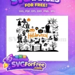 Free Halloween Night Scene Free Black Cats Silhouettes Free SVG - Instant Download