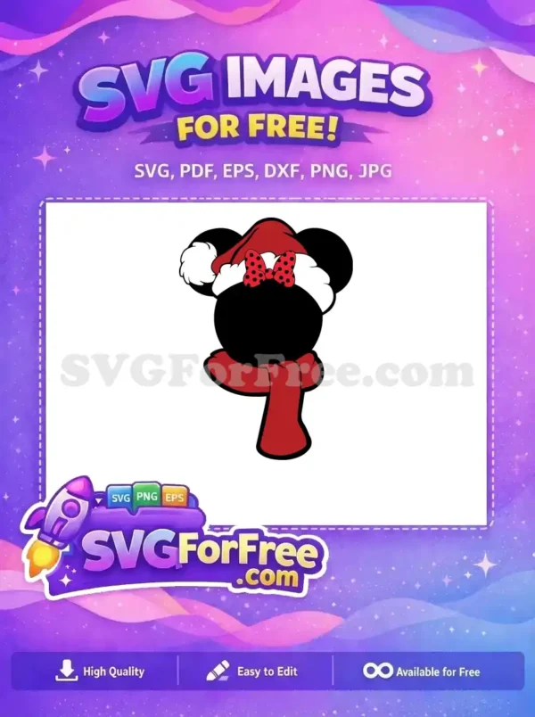 Free Polka Dot Bow Free Santa Hat Minnie Christmas Free SVG 2