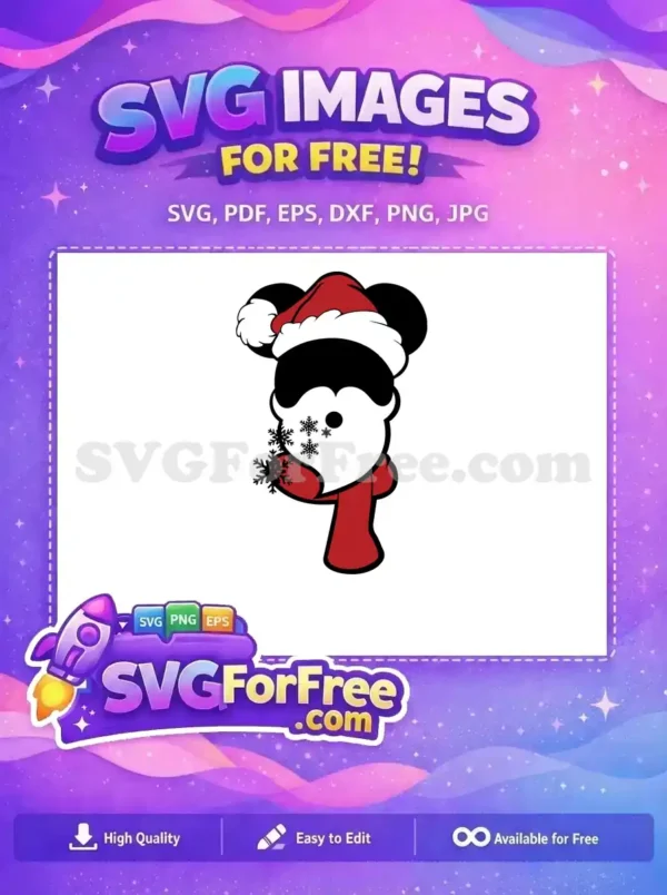 Free Santa Hat Free Snowflake Details Mickey Christmas Free SVG