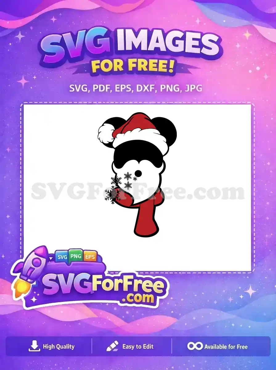 Free Santa Hat Free Snowflake Details Mickey Christmas Free SVG
