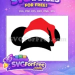 Free Black Ears Free Red Hat Mickey Christmas Free SVG - Instant Download