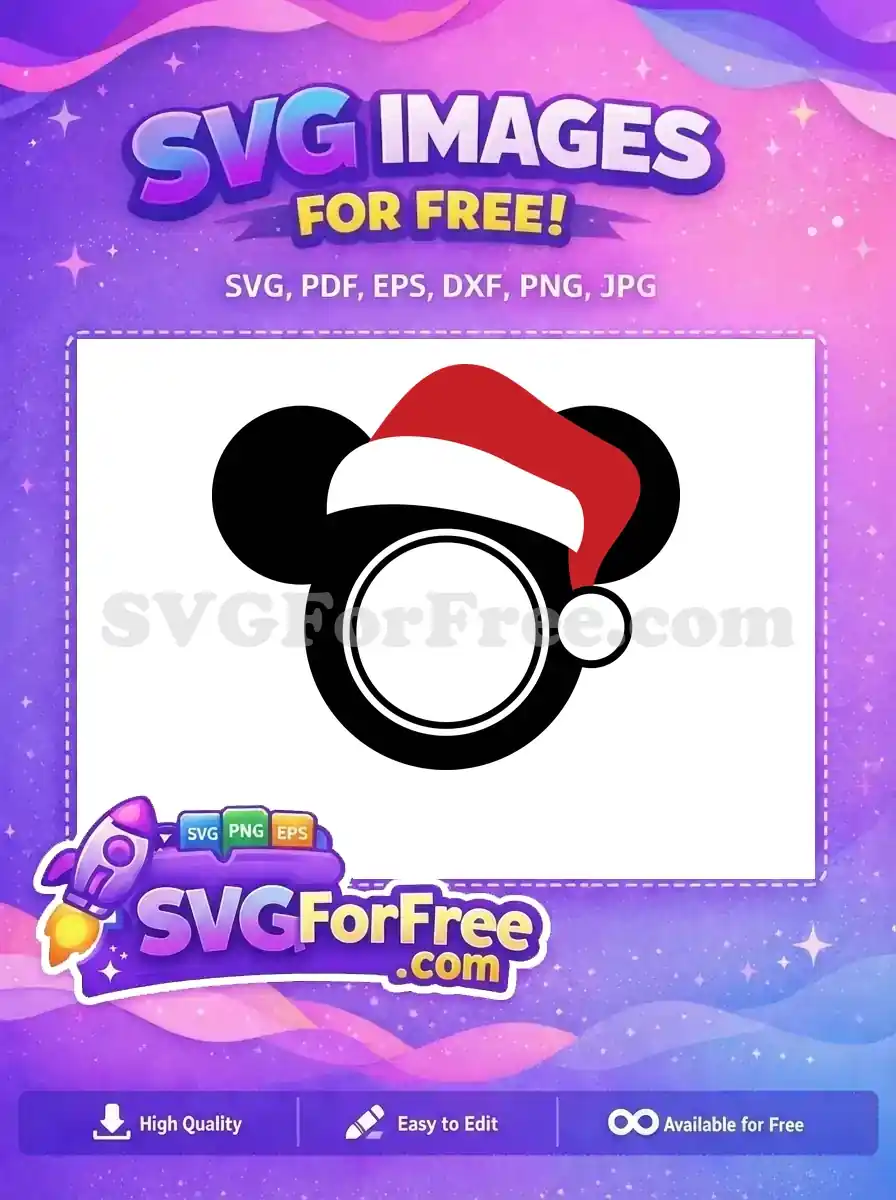 Free Black Ears Free Red Santa Hat Christmas Free SVG 3