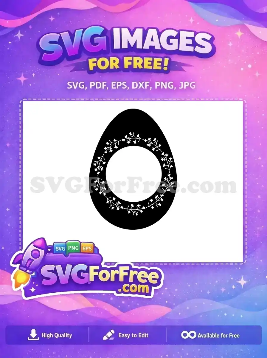 Free Black Easter Egg Free Floral Wreath Holidays Free SVG