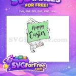 Free Cute Bunny Green Sign Free Happy Easter Holidays Free SVG - Instant Download