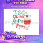 Free Eat Drink Merry Free Cupcake Holly Christmas Free SVG - Instant Download