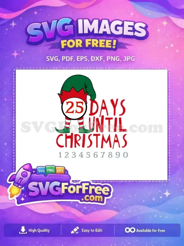 Free Red Elf Hat Free Striped Legs Christmas Free SVG 2