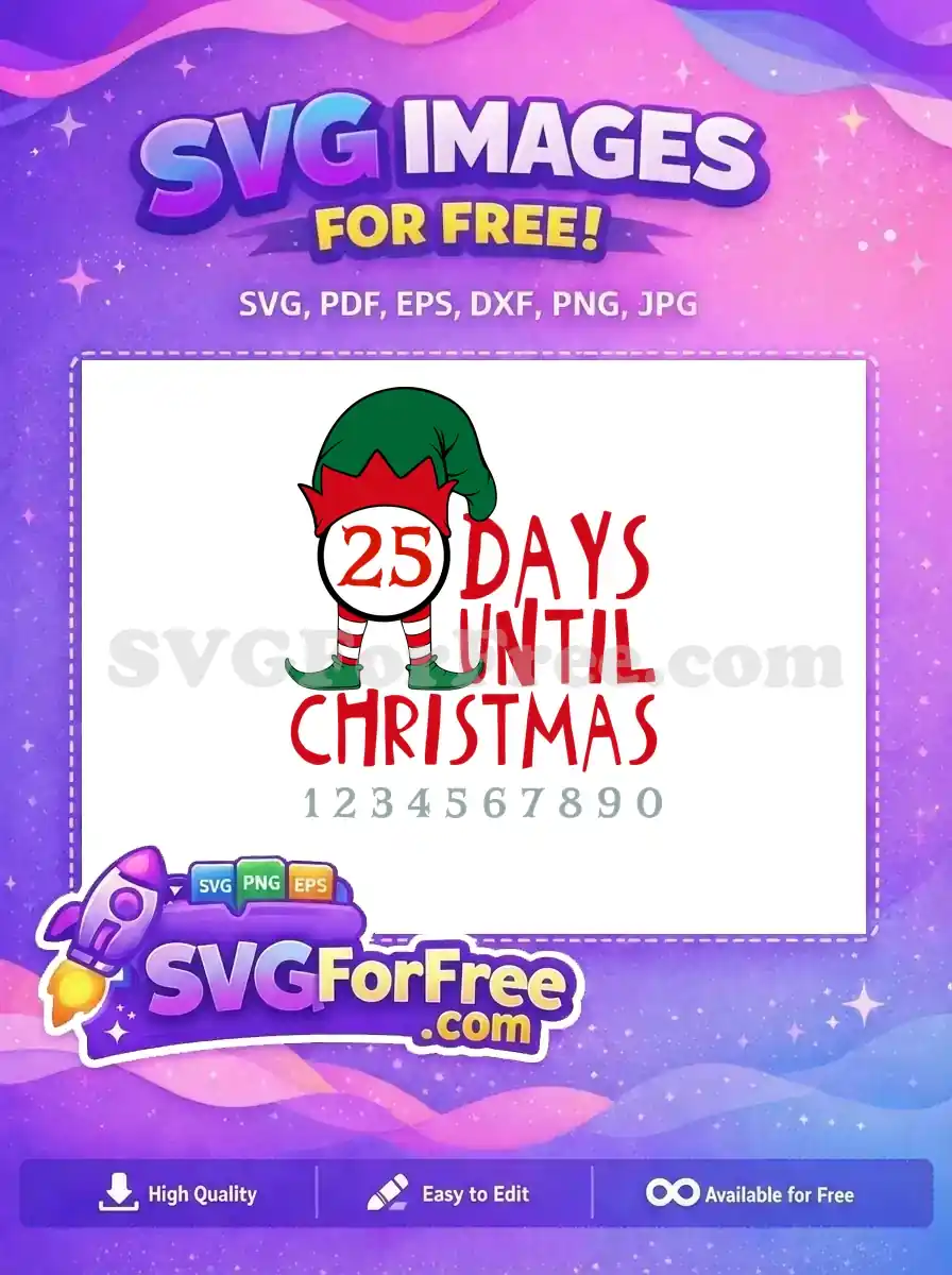 Free Red Elf Hat Free Striped Legs Christmas Free SVG 2