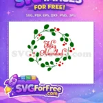 Free Green Leaf Free Red Feliz Navidad Wreath Free SVG - Instant Download