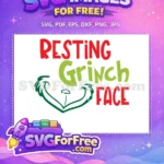 Free Resting Grinch Free Red Letters Face Christmas Free SVG - Instant Download