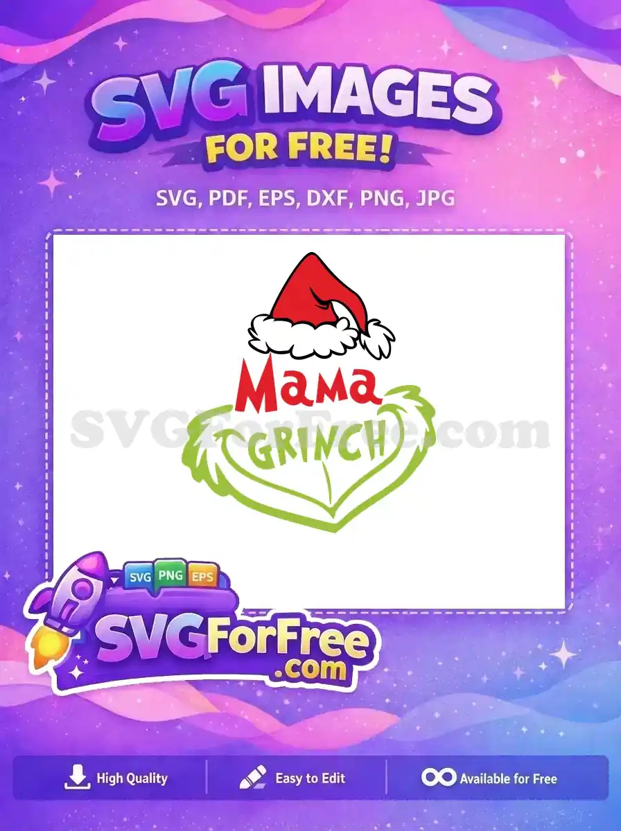 Free Mama Grinch Santa Hat Free Green Fur The Grinch Free SVG