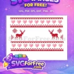 Free Pixelated Reindeer Free Pink Hearts Christmas Pattern Free SVG - Instant Download