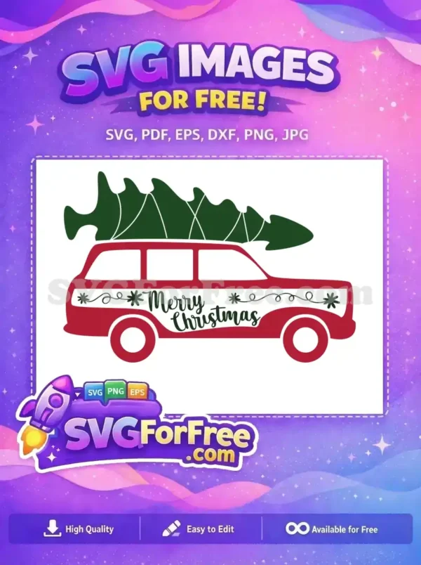 Free Red Car Free Christmas Tree Merry Christmas Free SVG 3