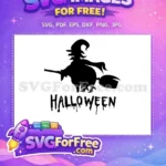 Free Flying Witch Free Broom Silhouette Halloween Free SVG - Instant Download